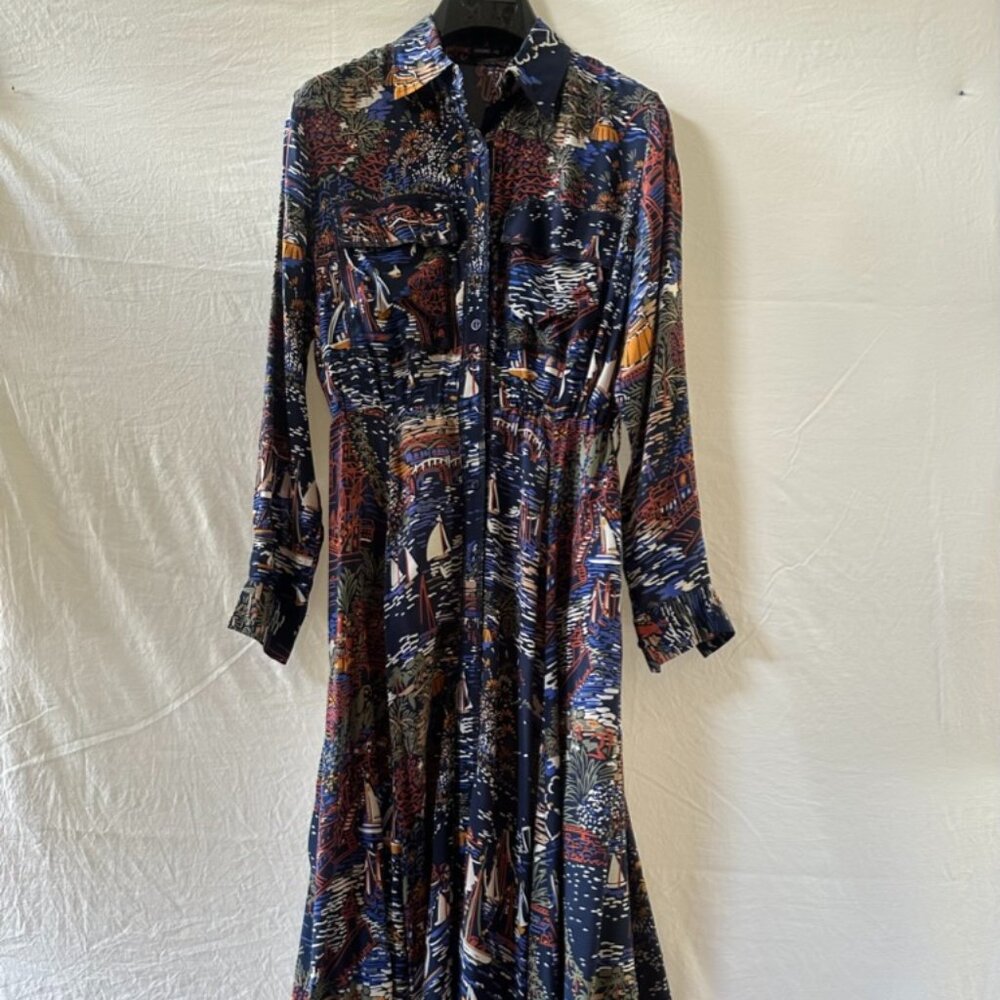 Oysho Navy Print Dress